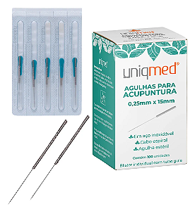 Agulha Acupuntura 0,25x15mm Uniqmed 100 uni