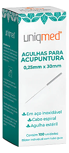 Agulha Acupuntura 0,25x30mm Uniqmed 100 uni