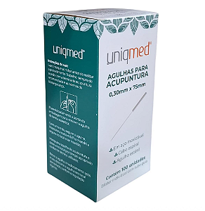 Agulha Acupuntura 0,30x75mm Uniqmed 100 uni