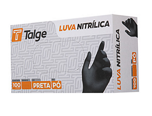Luva Nitrilo Preta s/ Pó Talge Black 100 unidades