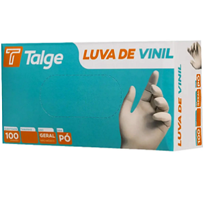 Luva Vinil Sem Pó Talge Transparente 100 unidades