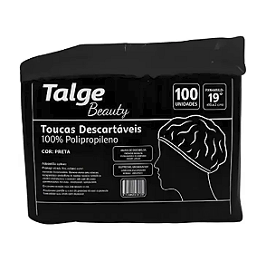 Touca Preta Talge Sanfonada Descartável C/ Elástico 100un