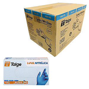 Luva Nitrilo Azul s/ Pó Talge Atacado 1000 Unidades