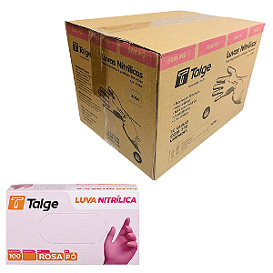 Luva Nitrilo Rosa s/ Pó Talge Atacado 1000 Unidades