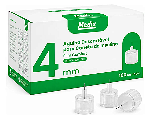 Agulha para Caneta de Insulina 4mm 32G Medix 100 uni