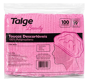 Touca Rosa Talge Sanfonada Descartável C/ Elástico 100un