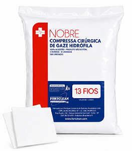 Gaze 13 Fios Nobre Fortclean 500 unidades Compressa 8 Camadas 5 Dobras
