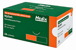 Fio de Sutura Nylon 4-0 Medix com Agulha 3/8 20mm 24 uni