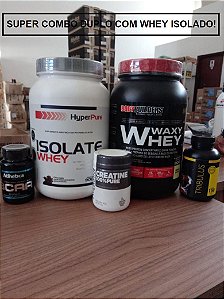 Super Combo Duplo c/ Whey Isolado (01 Whey Iso + 1 Whey concetrado + BCAA + Creatina + Pré)