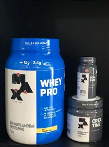 Combo Whey Max  1kg + Creatina 100g + BCAA 60 Caps - Max Titanium