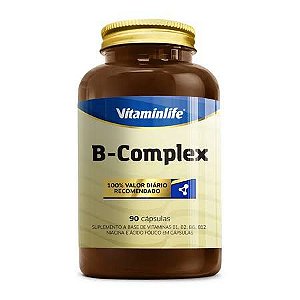 B - Complex a base de Vitaminas B1, B2, B6, B12, Niacina - 90 caps - VitaminLife 