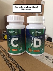 Kit aumento de Imunidade Vitamina C 60 caps + Vitamina D 2000ui 60 caps