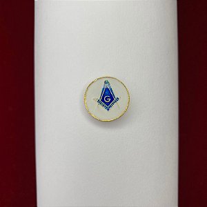 Pin Esquadro e Compasso Azul e Dourado com fundo branco