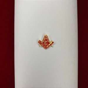 Pin símbolo Maçônico pequeno vermelho/dourado