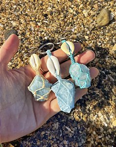 Chaveiro contra Ansiedade - Água Marinha + Concha