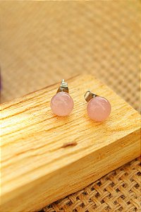 Brinco Quartzo Rosa 8mm