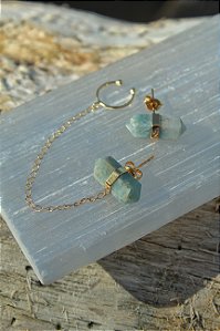 Brinco Elfa Dourado - Água Marinha