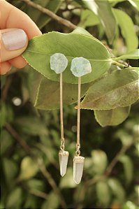 Brinco Lemuria Prata - Lemuriano com Água Marinha