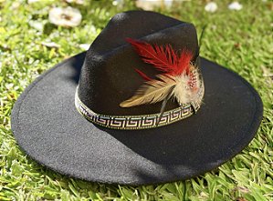 Chapéu Peruano - Preto com Pena