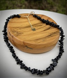 Colar Turmalina Negra - Dourado
