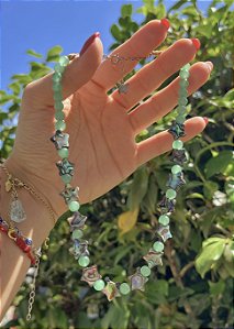 Gargantilha Quartzo Verde com Abalone - Estrela