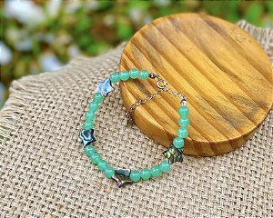 Pulseira Quartzo Verde + Abalone / Estrela