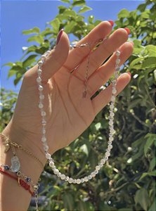 Colar Quartzo Cristal com Howlita Branca - Prata