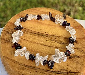 Pulseira Quartzo Cristal + Granada Vermelha
