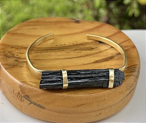 Bracelete Turmalina Negra - dourado