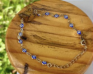 Pulseira Olho Grego + Olho de Tigre - dourada