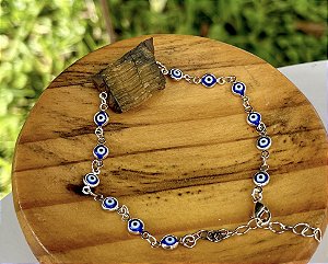 Pulseira Olho Grego + Olho de Tigre - Prata