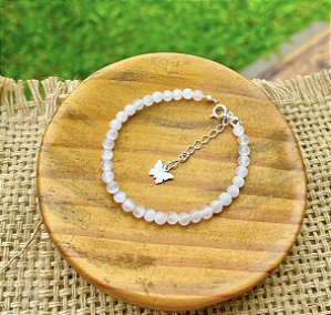 Pulseira Selenita 4mm - Prata