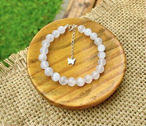 Pulseira Selenita 8mm - Prata