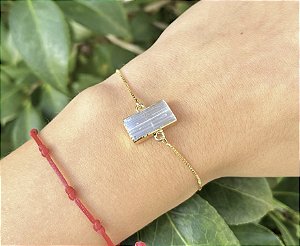 Pulseira Selenita Branca - Dourada