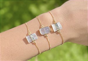Pulseira Selenita Branca - Dourada