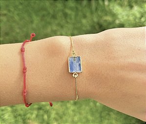 Pulseira Cianita Azul - Dourada