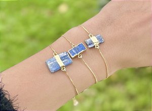 Pulseira Cianita Azul - Dourada
