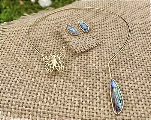 Conjunto Abalone Borboleta - Dourado