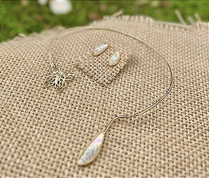 Conjunto Opala do Mar Borboleta - Dourado