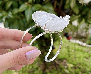 Bracelete Drusa de Quartzo Cristal - Prata