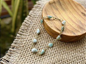 Pulseira Amazonita - Dourada
