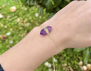 Pulseira Ametista - Dourada
