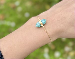 Pulseira Amazonita - Dourada