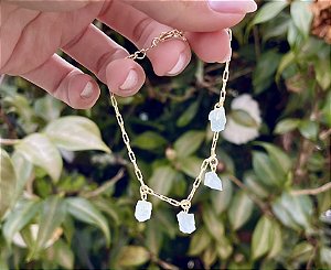 Pulseira Água Marinha - Dourada
