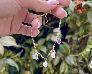 Pulseira Mix de Cristais - Dourada