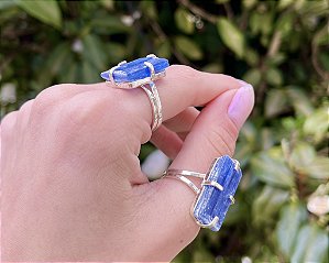 Anel Cianita Azul - Prata