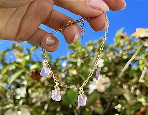 Pulseira Ametista - Dourada