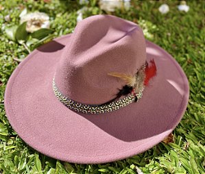 Chapéu Peruano - Rosa com Pena