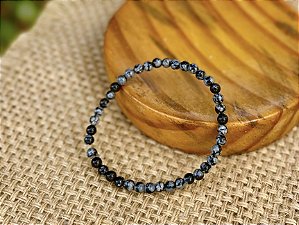 Pulseira Obsidiana Floco de Neve 4mm