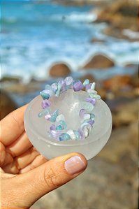 Pulseira Ametista + Água Marinha / Cascalho